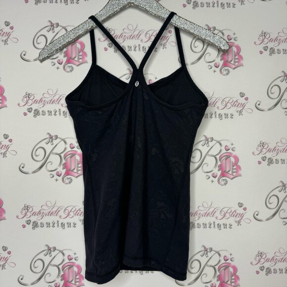 Lululemon tank top seashell π beach ocean theme black with mesh chest accent - Picture 3 of 6